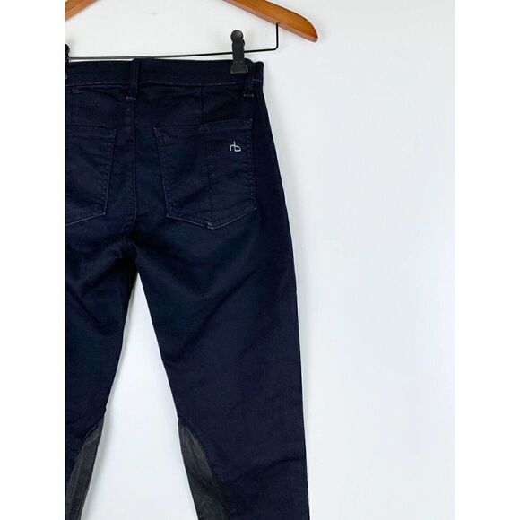 rag & bone Leather Panel Skinny Jodhpur Equestrian Jeans Jeggings 25 Midnight - Picture 5 of 6